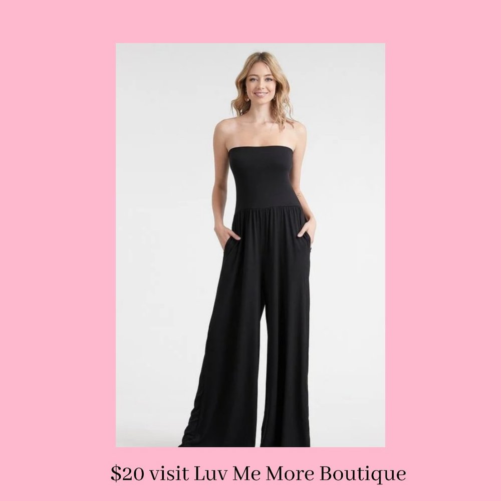 Wide Leg Tube Top Jumpsuit W/pockets